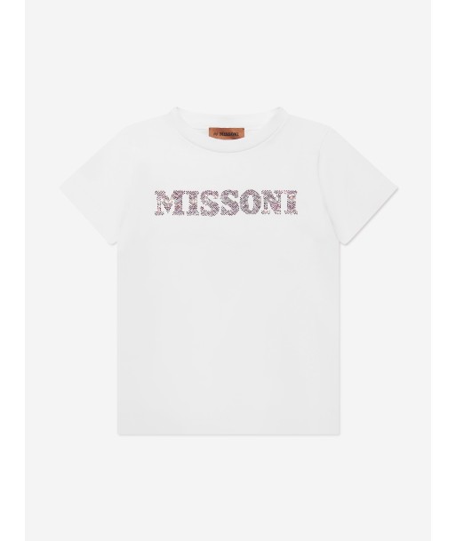 Missoni Girls Logo T-Shirt in White JUSQU'A -70%! 