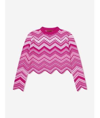 Missoni Girls Zigzag Knitted Jumper in Pink le des métaux précieux