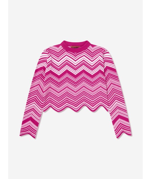 Missoni Girls Zigzag Knitted Jumper in Pink le des métaux précieux