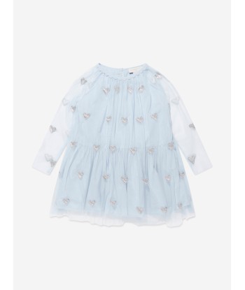 Stella McCartney Girls Embroidered Hearts Dress in Blue suggérées chez