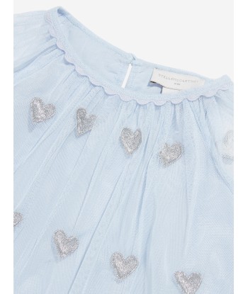 Stella McCartney Girls Embroidered Hearts Dress in Blue suggérées chez