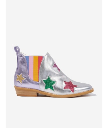 Stella McCartney Girls Star Ankle Boots in Silver Pour