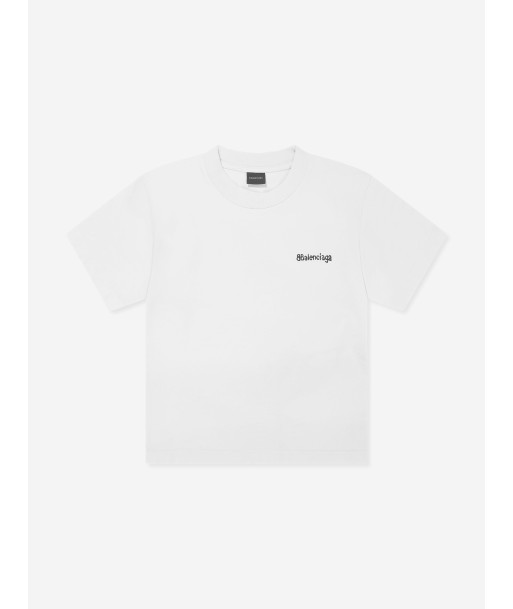 Balenciaga Kids Logo T-Shirt in White de l' environnement