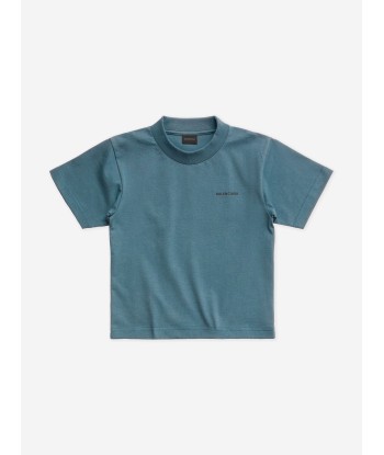 Balenciaga Kids Logo T-Shirt in Teal des créatures d'habitude