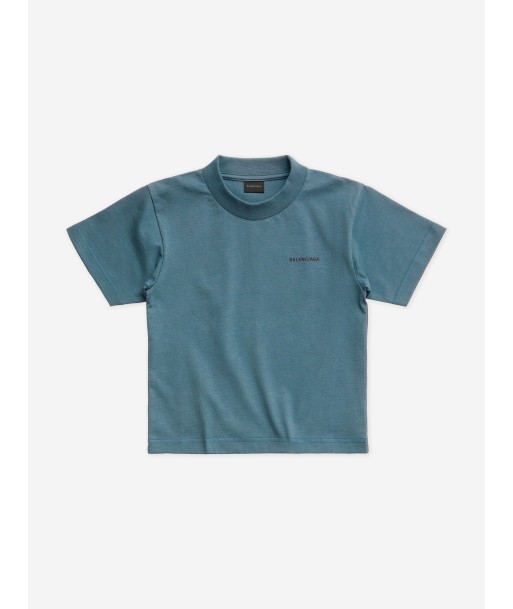 Balenciaga Kids Logo T-Shirt in Teal des créatures d'habitude