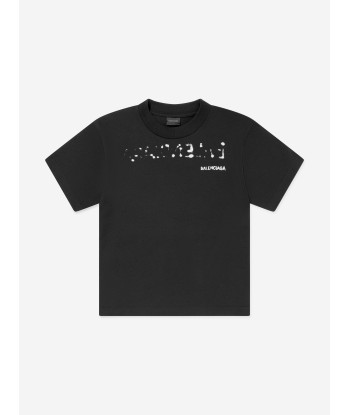 Balenciaga Kids Logo T-Shirt in Black Découvrez la collection