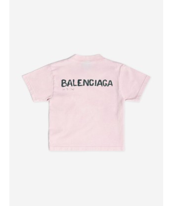 Balenciaga Kids Logo T-Shirt in Pink Venez acheter