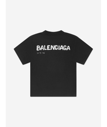 Balenciaga Kids Logo T-Shirt in Black Découvrez la collection