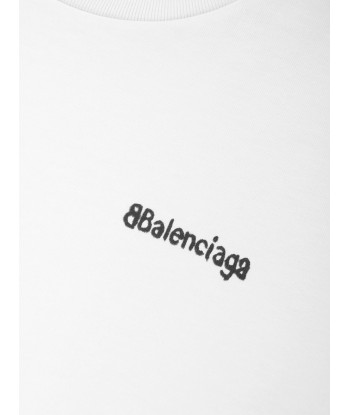 Balenciaga Kids Logo T-Shirt in White de l' environnement