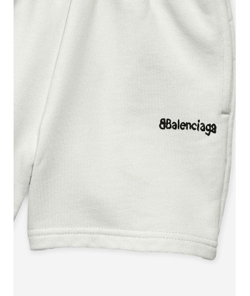 Balenciaga Kids Logo Jogging Shorts in White Découvrez la collection