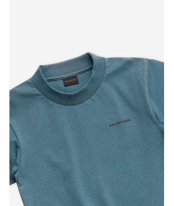 Balenciaga Kids Logo T-Shirt in Teal des créatures d'habitude