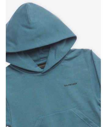 Balenciaga Kids Logo Hoodie in Teal de l' environnement