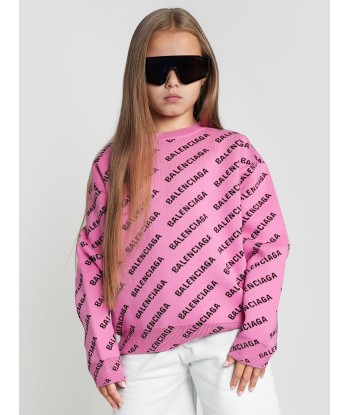 Balenciaga Kids All Over Logo Sweatshirt in Pink les ctes