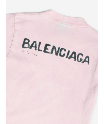 Balenciaga Kids Logo T-Shirt in Pink Venez acheter