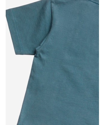 Balenciaga Kids Logo T-Shirt in Teal des créatures d'habitude