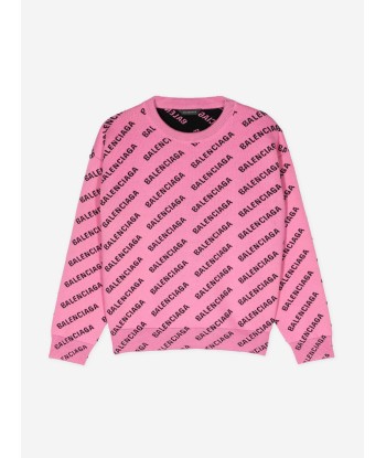 Balenciaga Kids All Over Logo Sweatshirt in Pink les ctes