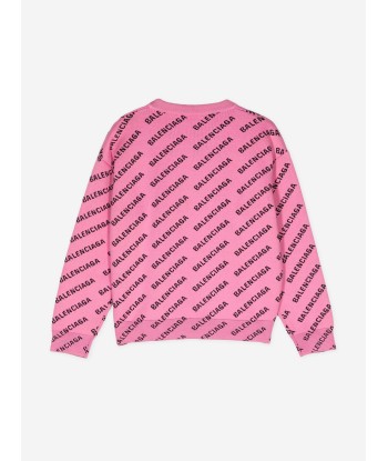 Balenciaga Kids All Over Logo Sweatshirt in Pink les ctes