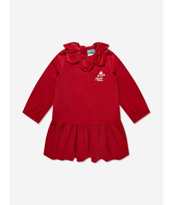 KENZO Girls Palatine Velvet Dress in Red les ligaments