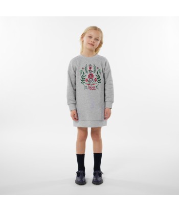 KENZO Girls Embroidered Sweater Dress in Grey outlet