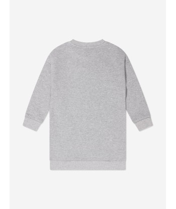 KENZO Girls Embroidered Sweater Dress in Grey outlet