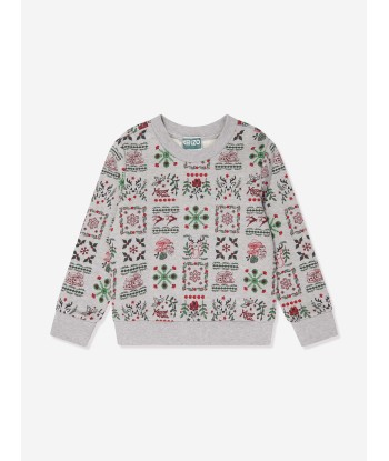 KENZO Boys Seasonal Print Sweatshirt in Grey 50-70% off 