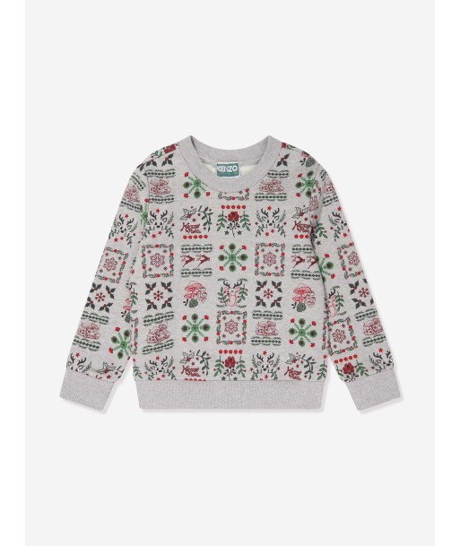 KENZO Boys Seasonal Print Sweatshirt in Grey 50-70% off 