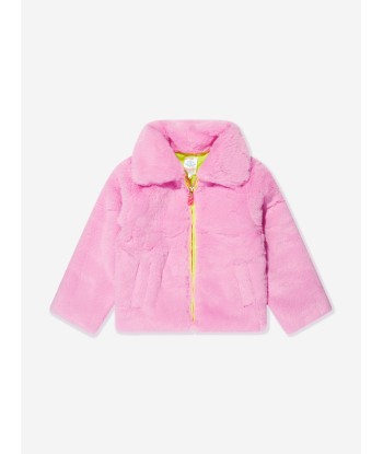 Billieblush Girls DC Comics Faux Fur Coat in Pink pas cher 