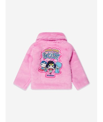 Billieblush Girls DC Comics Faux Fur Coat in Pink pas cher 