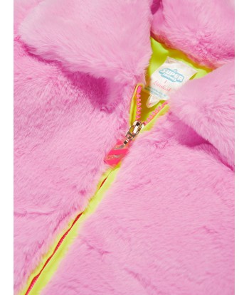 Billieblush Girls DC Comics Faux Fur Coat in Pink pas cher 