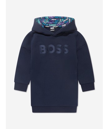 BOSS Girls Hooded Sweater Dress in Navy Faites des économies