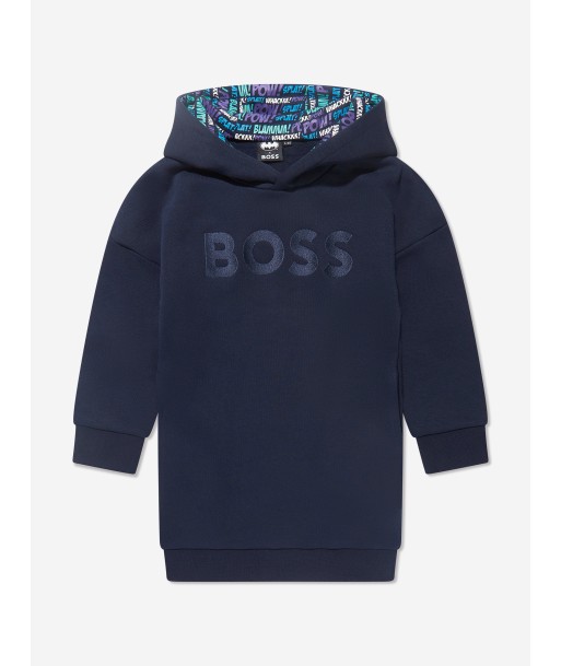 BOSS Girls Hooded Sweater Dress in Navy Faites des économies