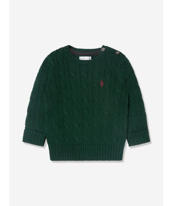 Ralph Lauren Baby Boys Cable Knit Jumper in Green Jusqu'à 80% De Réduction