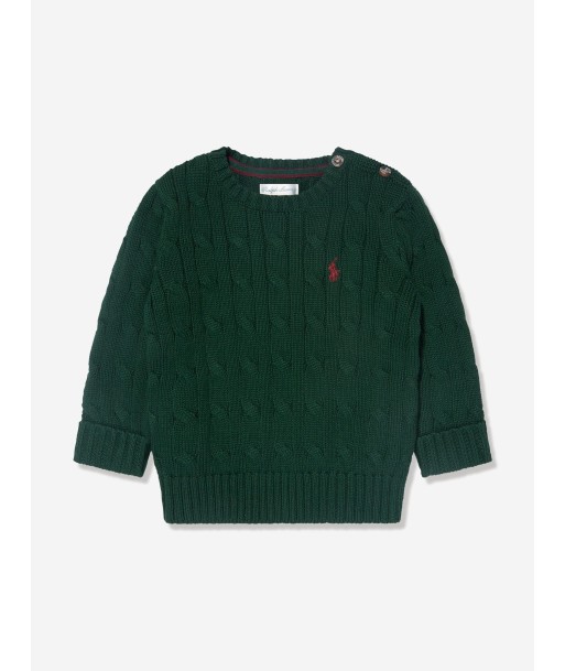 Ralph Lauren Baby Boys Cable Knit Jumper in Green Jusqu'à 80% De Réduction