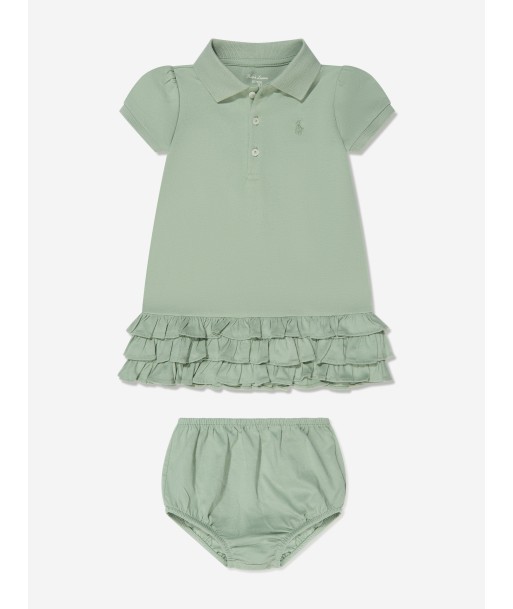 Ralph Lauren Baby Girls Ruffle Dress in Green Véritable concentré