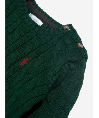 Ralph Lauren Baby Boys Cable Knit Jumper in Green Jusqu'à 80% De Réduction