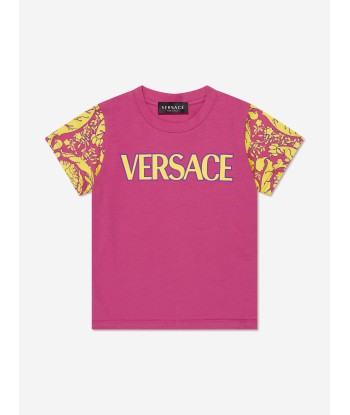 Versace Girls Barocco Logo T-Shirt in Pink À commander