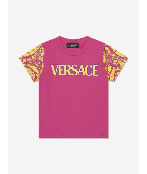 Versace Girls Barocco Logo T-Shirt in Pink À commander