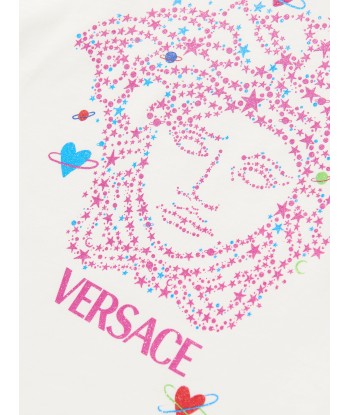 Versace Girls Glitter Logo T-Shirt in White en ligne