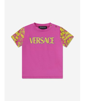 Versace Baby Girls Barocco Logo T-Shirt in Pink vous aussi creer 