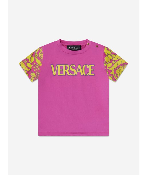 Versace Baby Girls Barocco Logo T-Shirt in Pink vous aussi creer 