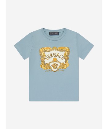 Versace Boys Logo Print T-Shirt in Blue d'Europe débarque