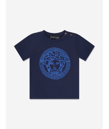 Versace Baby Medusa Logo T-Shirt in Navy Venez découvrir notre 