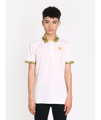 Versace Boys Barocco Logo Polo Shirt in White Comparez et commandez 