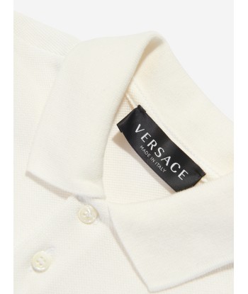 Versace Boys Logo Polo Shirt in White basket pas cher