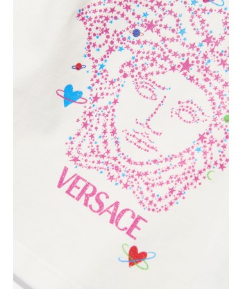 Versace Baby Girls Glitter Logo T-Shirt in White Comparez et commandez 