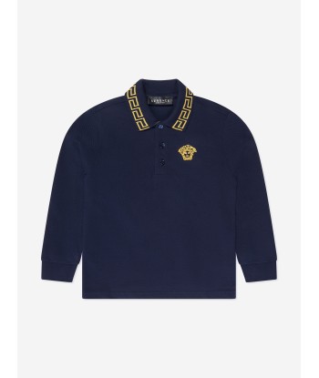 Versace Boys Long Sleeve Polo Shirt in Navy Le MVP de beaucoup