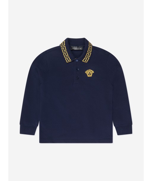 Versace Boys Long Sleeve Polo Shirt in Navy Le MVP de beaucoup