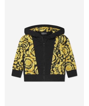 Versace Boys Barocco Zip Up Top in Black du meilleur 