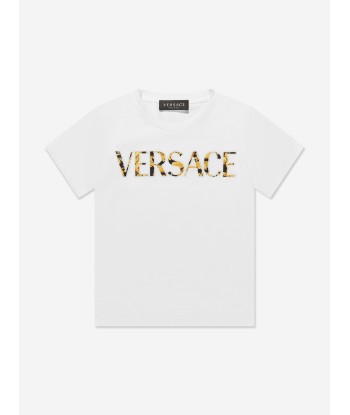 Versace Kids Barocco Logo T-Shirt in White de France