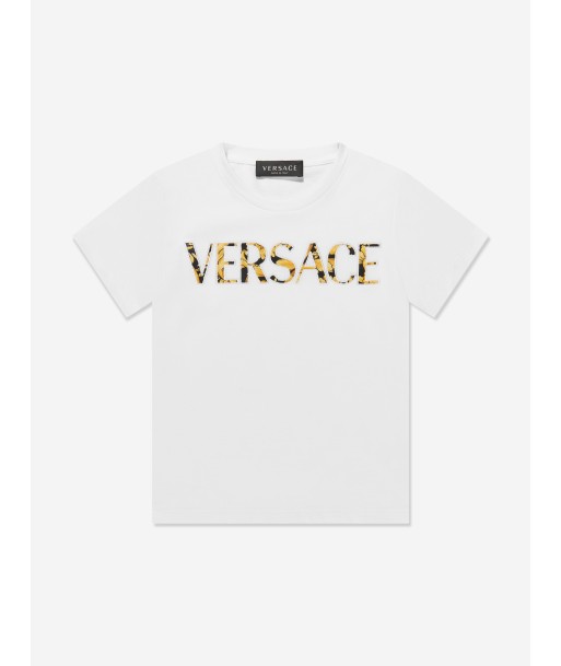 Versace Kids Barocco Logo T-Shirt in White de France